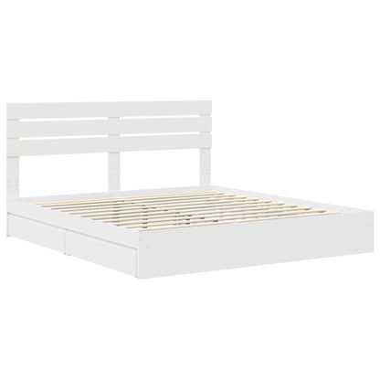 Storage Bed with Headboard White 180 x 200 cm Engineered Wood