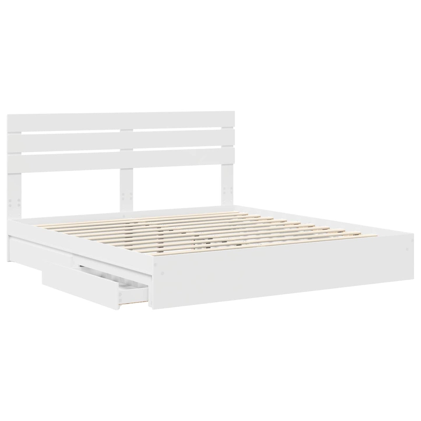 Storage Bed with Headboard White 180 x 200 cm Engineered Wood