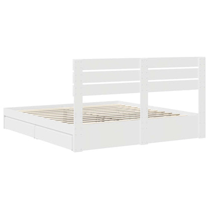 Storage Bed with Headboard White 180 x 200 cm Engineered Wood
