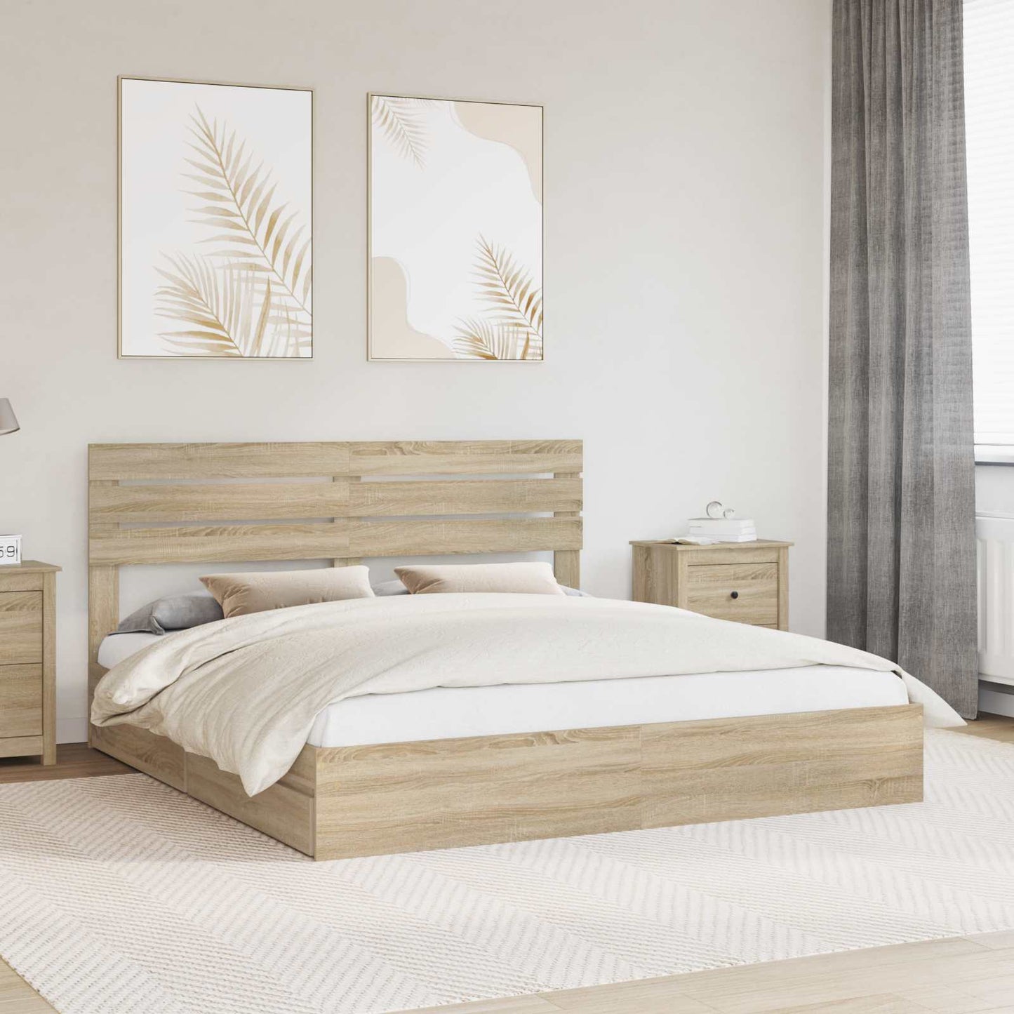 Storage Bed with Drawer Sonoma Oak 180 x 200 cm Engineered Wood