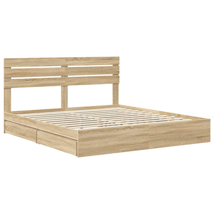 Storage Bed with Drawer Sonoma Oak 180 x 200 cm Engineered Wood