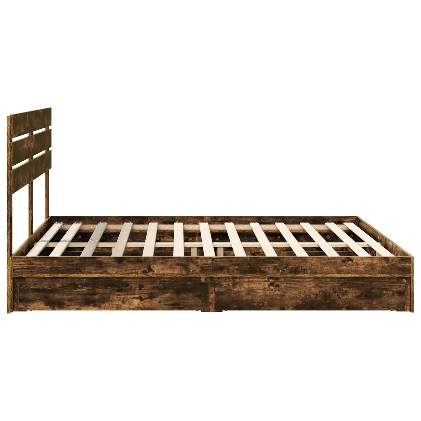 Storage Bed with Drawer Smoked Oak 180 x 200 cm Engineered Wood