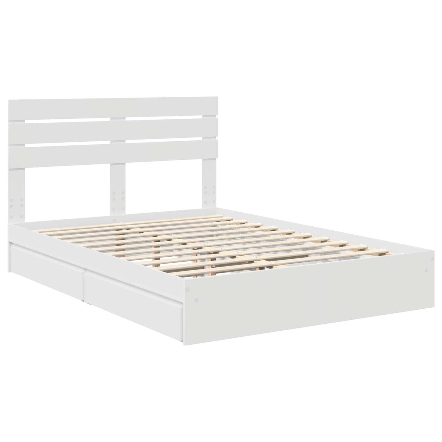 Storage Bed with Headboard White 160 x 200 cm Engineered Wood