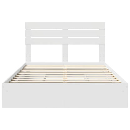Storage Bed with Headboard White 160 x 200 cm Engineered Wood