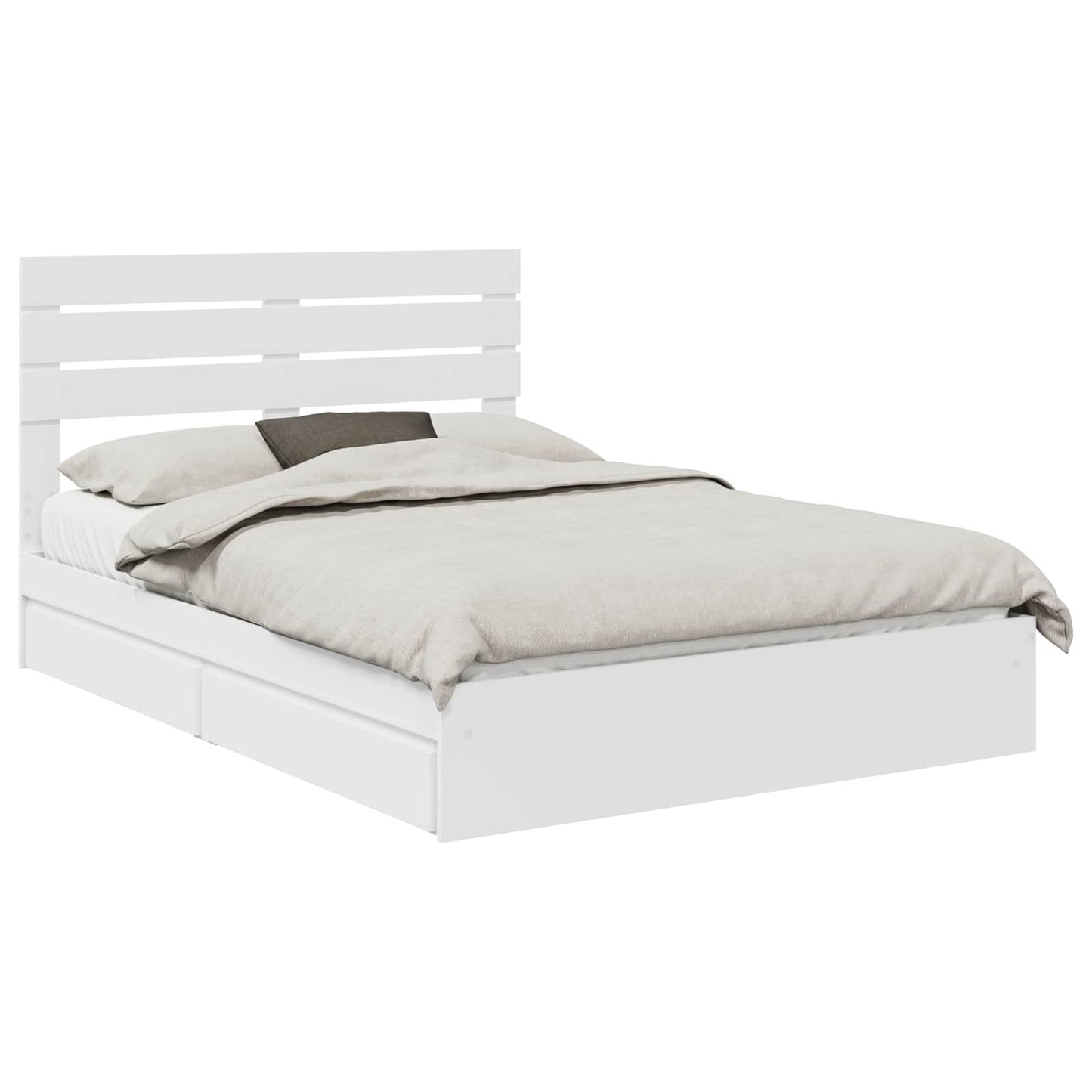 Storage Bed with Headboard White 140 x 200 cm Engineered Wood
