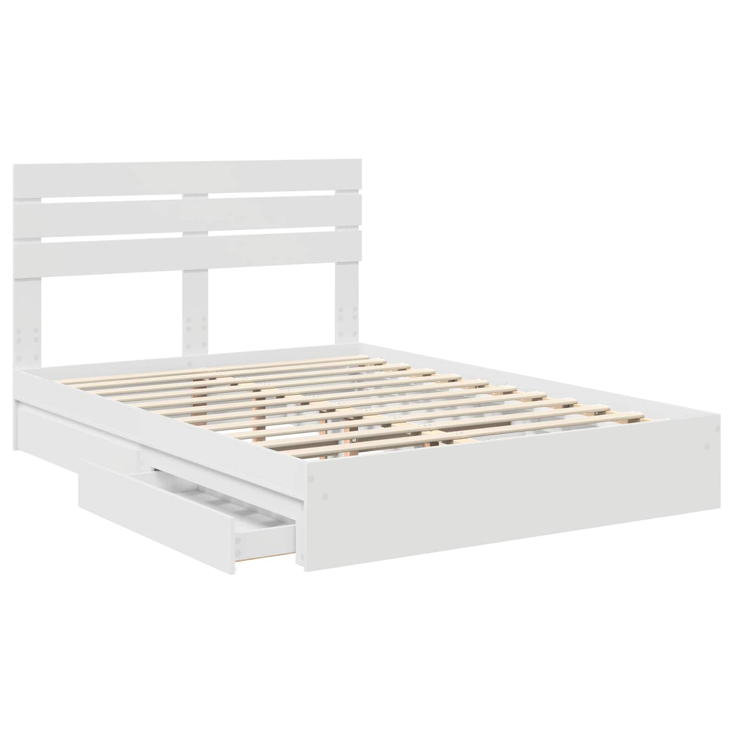 Storage Bed with Headboard White 140 x 200 cm Engineered Wood