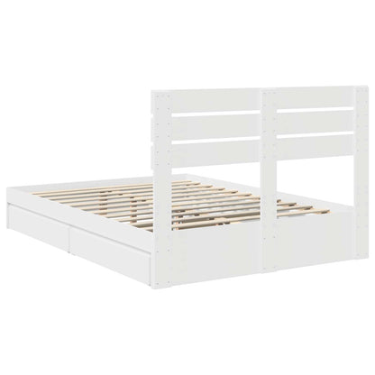 Storage Bed with Headboard White 140 x 200 cm Engineered Wood