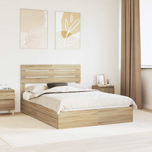 Storage Bed with Drawer Sonoma Oak 140 x 200 cm Engineered Wood
