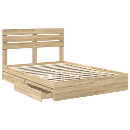 Storage Bed with Drawer Sonoma Oak 140 x 200 cm Engineered Wood