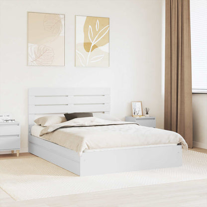 Storage Bed with Headboard White 140 x 190 cm Engineered Wood
