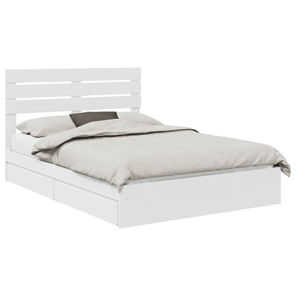 Storage Bed with Headboard White 140 x 190 cm Engineered Wood