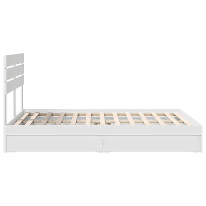 Storage Bed with Headboard White 140 x 190 cm Engineered Wood