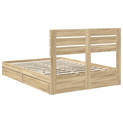 Storage Bed with Drawer Sonoma Oak 140 x 190 cm Engineered Wood
