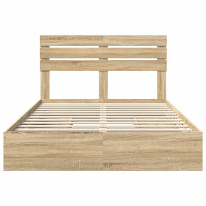 Storage Bed with Drawer Sonoma Oak 140 x 190 cm Engineered Wood
