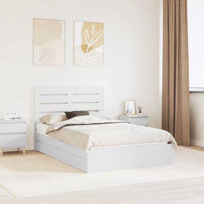 Storage Bed with Headboard White 135 x 190 cm Engineered Wood