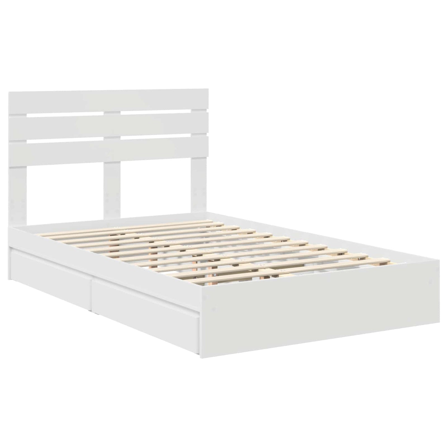 Storage Bed with Headboard White 135 x 190 cm Engineered Wood