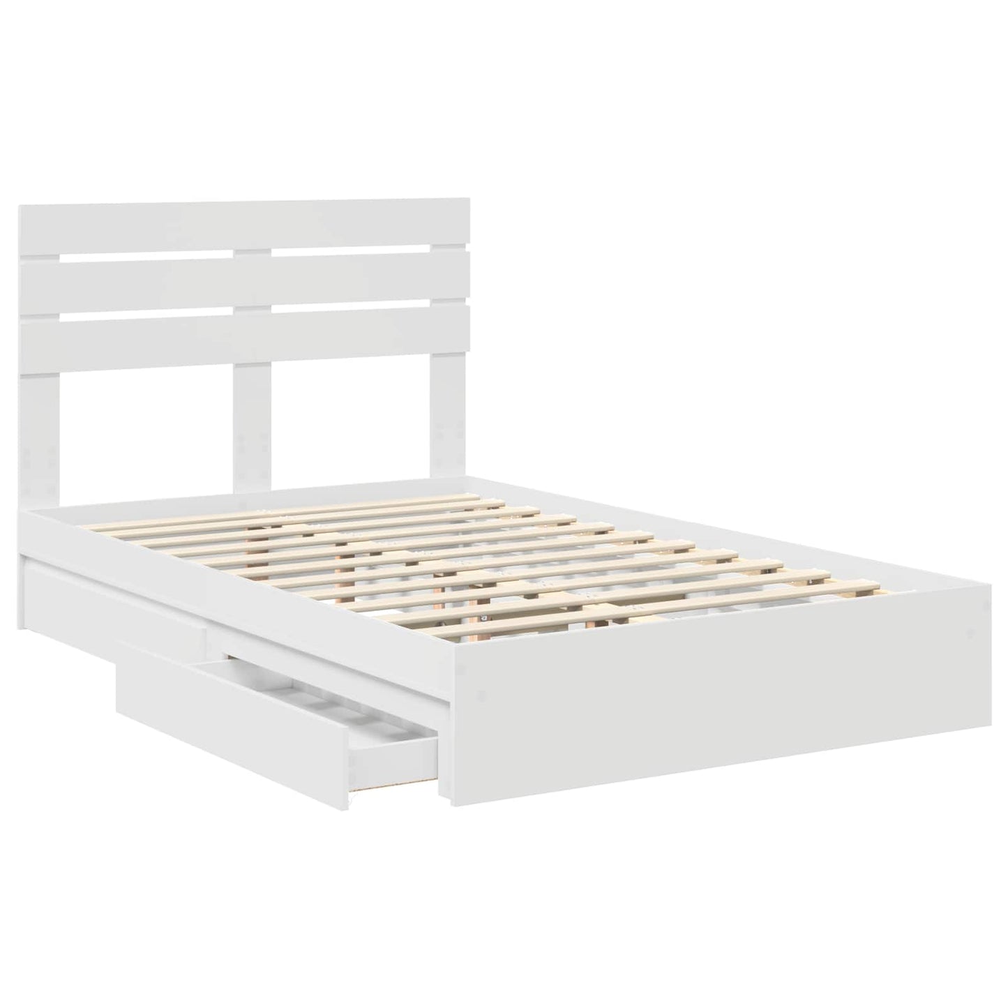 Storage Bed with Headboard White 135 x 190 cm Engineered Wood