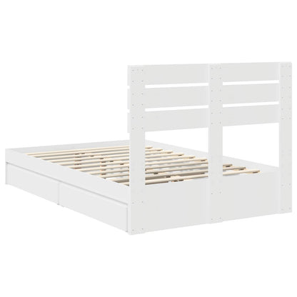 Storage Bed with Headboard White 135 x 190 cm Engineered Wood