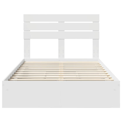 Storage Bed with Headboard White 135 x 190 cm Engineered Wood
