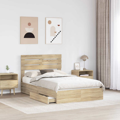 Storage Bed with Drawer Sonoma Oak 135 x 190 cm Engineered Wood