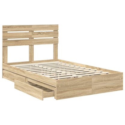 Storage Bed with Drawer Sonoma Oak 135 x 190 cm Engineered Wood