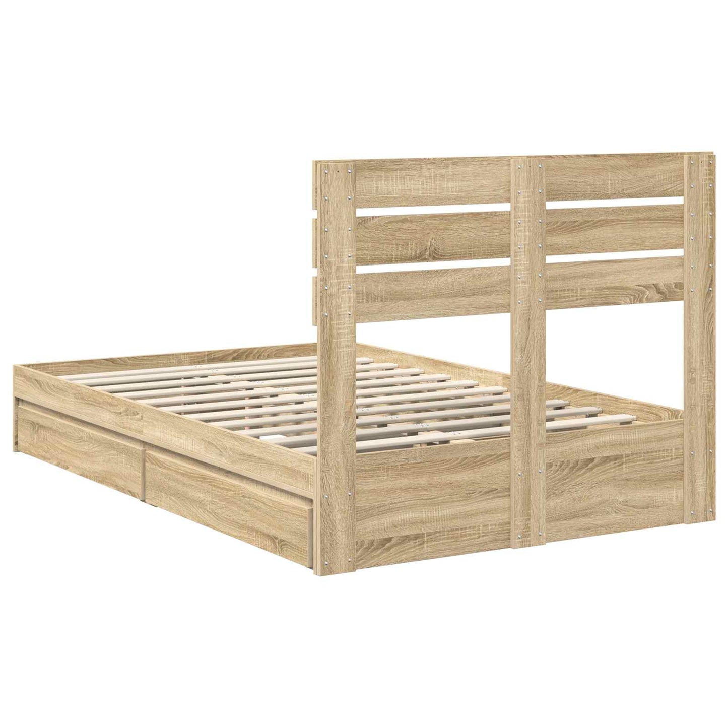 Storage Bed with Drawer Sonoma Oak 135 x 190 cm Engineered Wood