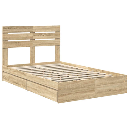 Storage Bed with Drawer Sonoma Oak 120 x 200 cm Engineered Wood