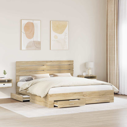 Bed Frame with Drawer with Headboard Manual Engineered Wood