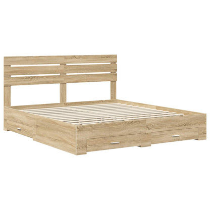 Bed Frame with Drawer with Headboard Manual Engineered Wood
