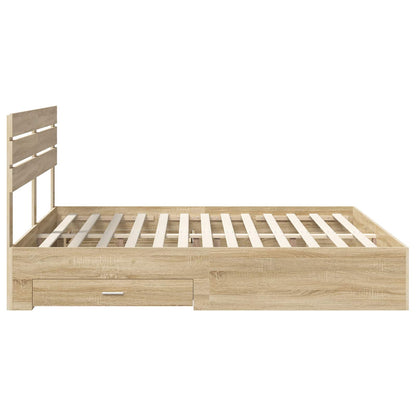 Bed Frame with Drawer with Headboard Manual Engineered Wood