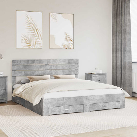 Bed Frame with Drawer with Headboard Manual Engineered Wood