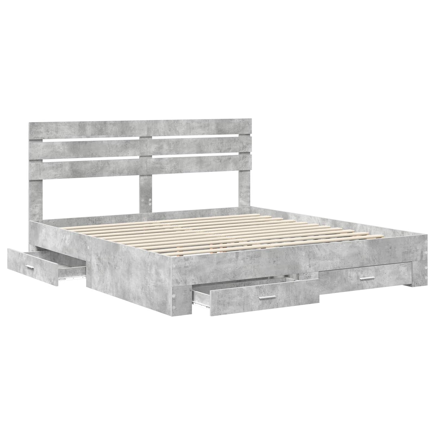 Bed Frame with Drawer with Headboard Manual Engineered Wood