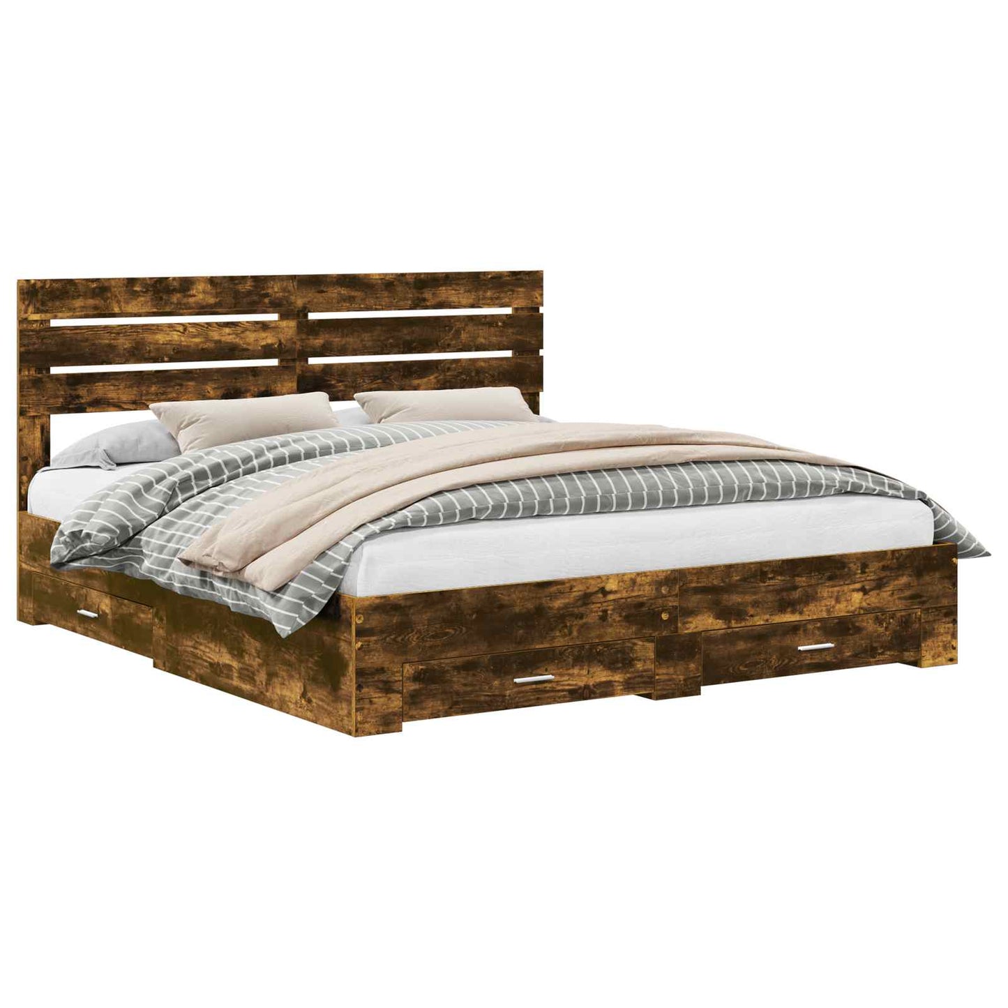 Bed Frame with Drawer with Headboard Manual Engineered Wood