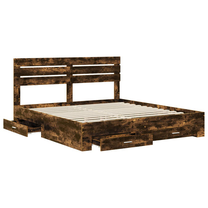 Bed Frame with Drawer with Headboard Manual Engineered Wood