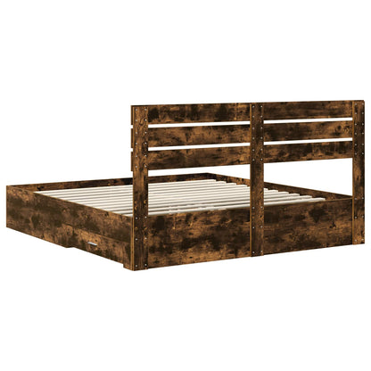 Bed Frame with Drawer with Headboard Manual Engineered Wood