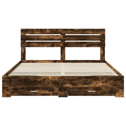 Bed Frame with Drawer with Headboard Manual Engineered Wood