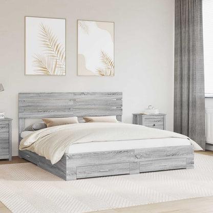 Bed Frame with Drawer with Headboard Manual Engineered Wood