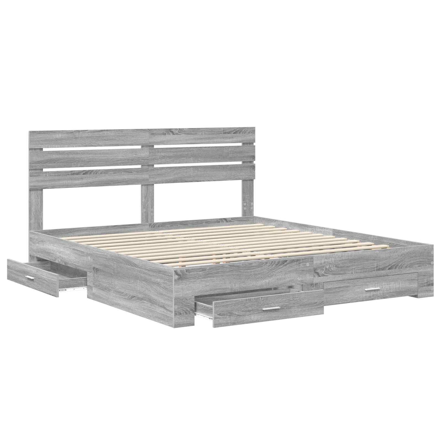 Bed Frame with Drawer with Headboard Manual Engineered Wood