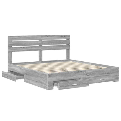 Bed Frame with Drawer with Headboard Manual Engineered Wood