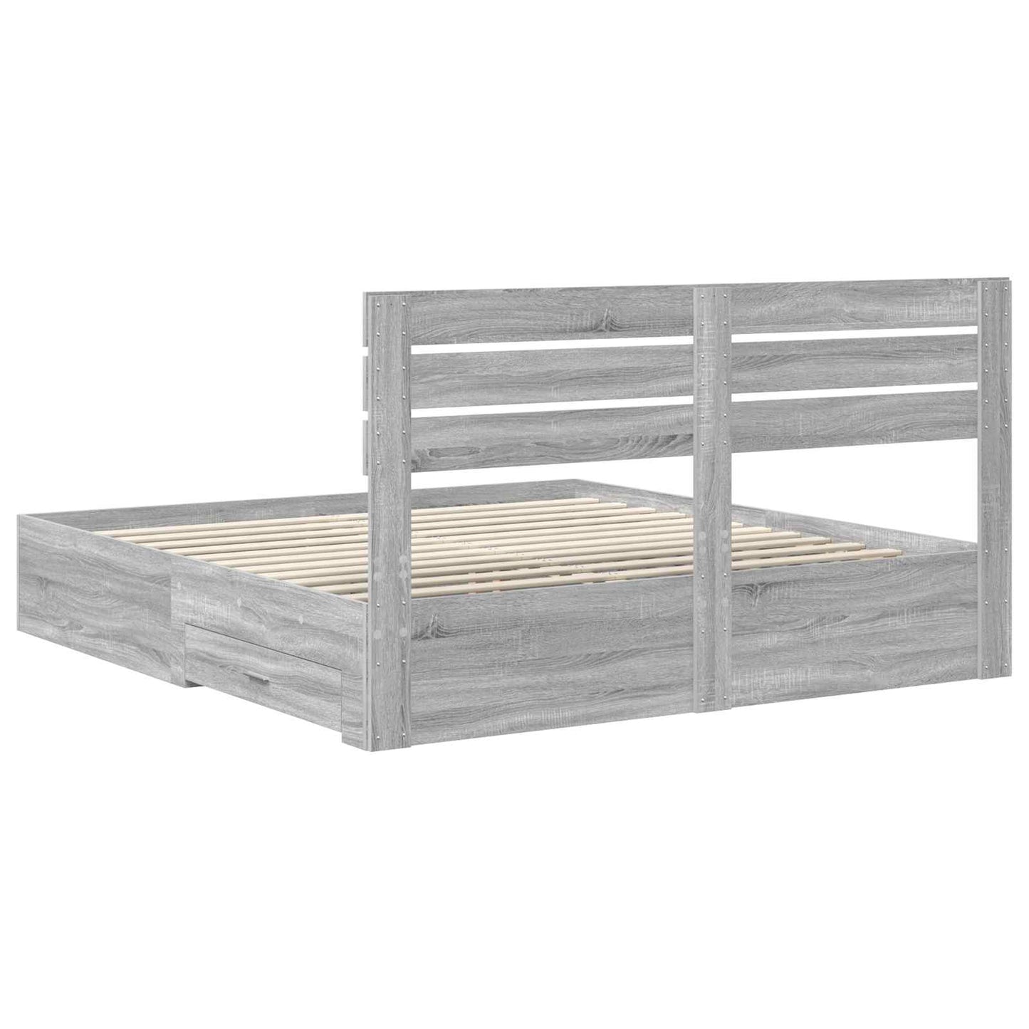 Bed Frame with Drawer with Headboard Manual Engineered Wood