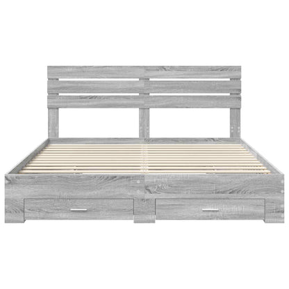 Bed Frame with Drawer with Headboard Manual Engineered Wood