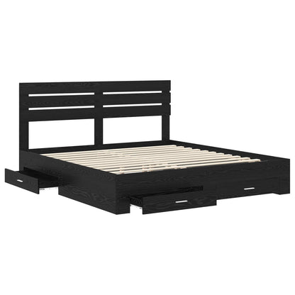 Bed Frame with Drawer with Headboard Manual Engineered Wood