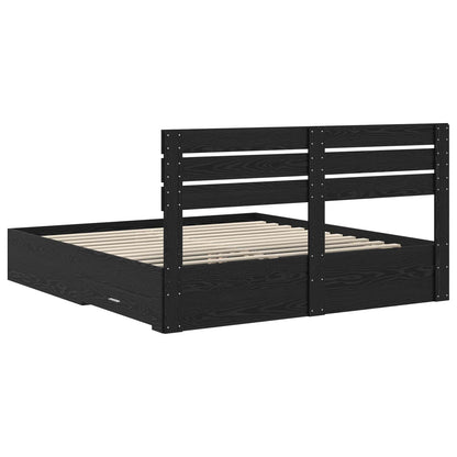 Bed Frame with Drawer with Headboard Manual Engineered Wood
