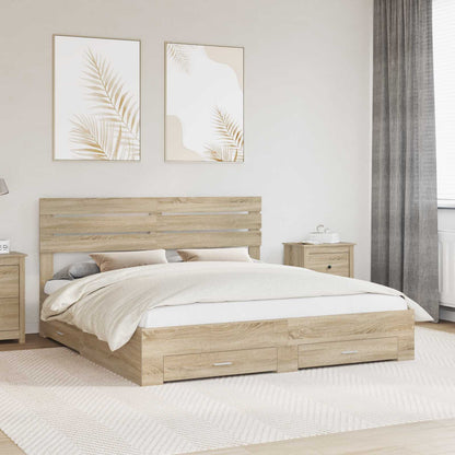 Bed Frame with Drawer with Headboard Manual Engineered Wood