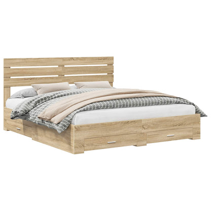 Bed Frame with Drawer with Headboard Manual Engineered Wood