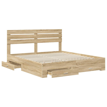 Bed Frame with Drawer with Headboard Manual Engineered Wood