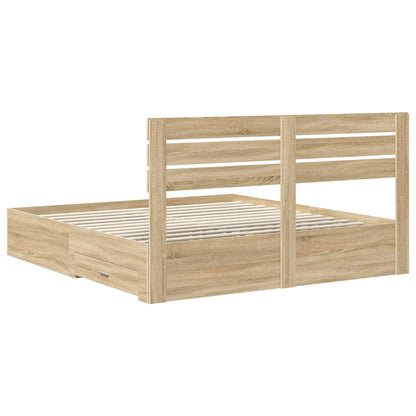 Bed Frame with Drawer with Headboard Manual Engineered Wood