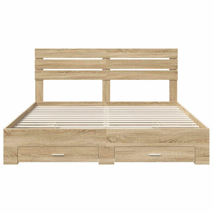 Bed Frame with Drawer with Headboard Manual Engineered Wood