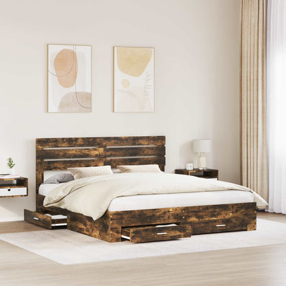 Bed Frame with Drawer with Headboard Manual Engineered Wood