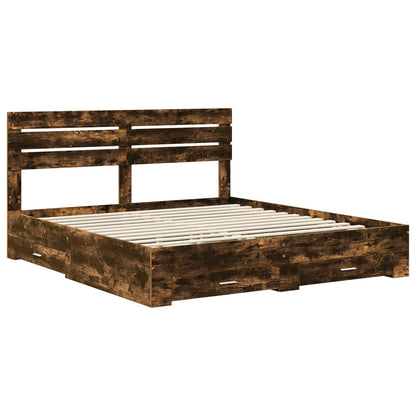 Bed Frame with Drawer with Headboard Manual Engineered Wood